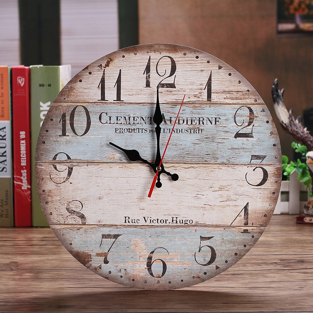 Vintage Style Silent Wood Wall Clock - Mel Patel