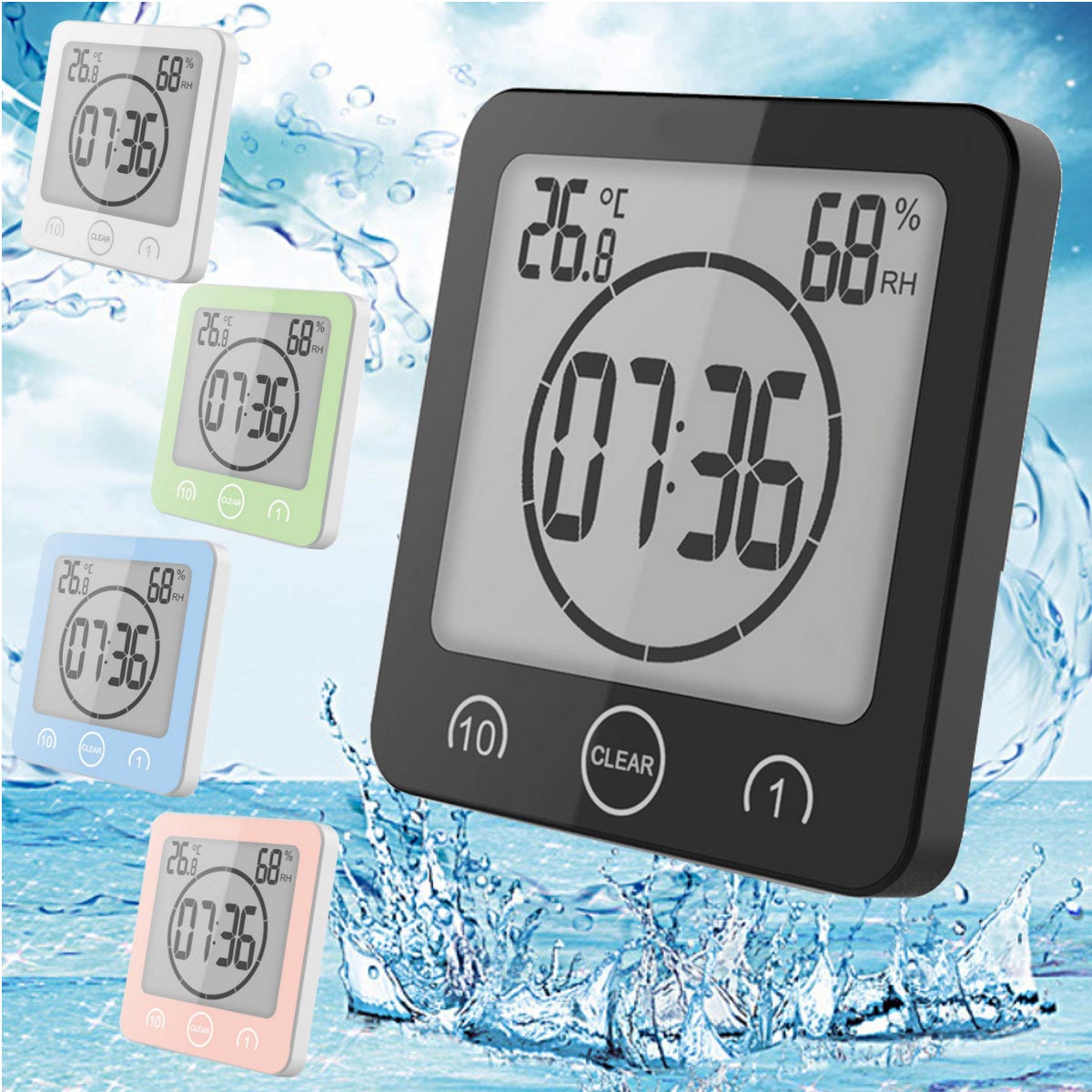 Waterproof LCD Digital Wall Clock - Mel Patel