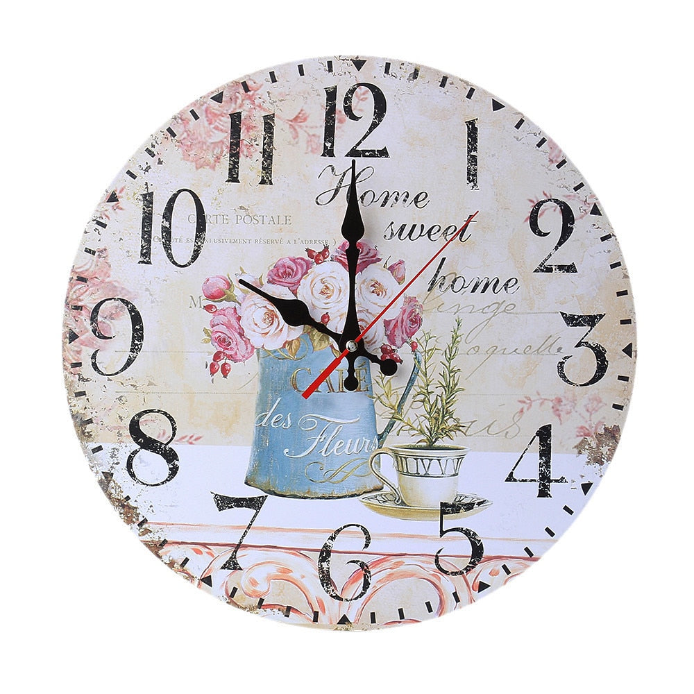 Vintage Style Silent Wood Wall Clock - Mel Patel