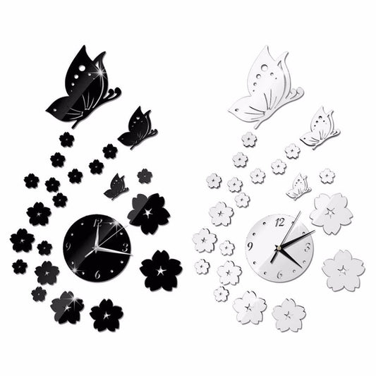 Mirror Wall Stickers 3D Clock Butterfly - Mel Patel