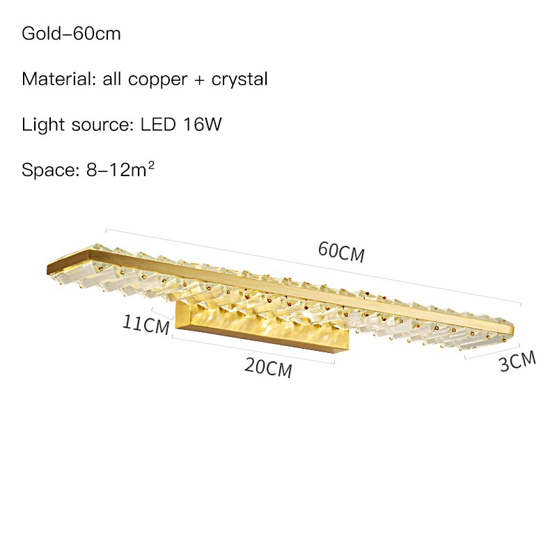 Luxury Crystal Copper Wall Mirror Light For bathroom Bedroom Bedside Living Room Home Hotel Modern LED Interior Wall Light 2022