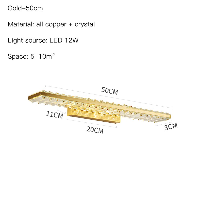 Luxury Crystal Copper Wall Mirror Light For bathroom Bedroom Bedside Living Room Home Hotel Modern LED Interior Wall Light 2022