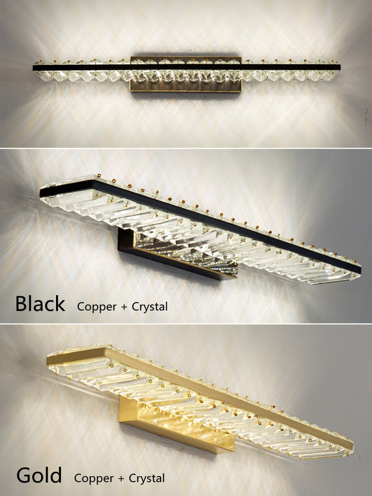 Luxury Crystal Copper Wall Mirror Light For bathroom Bedroom Bedside Living Room Home Hotel Modern LED Interior Wall Light 2022