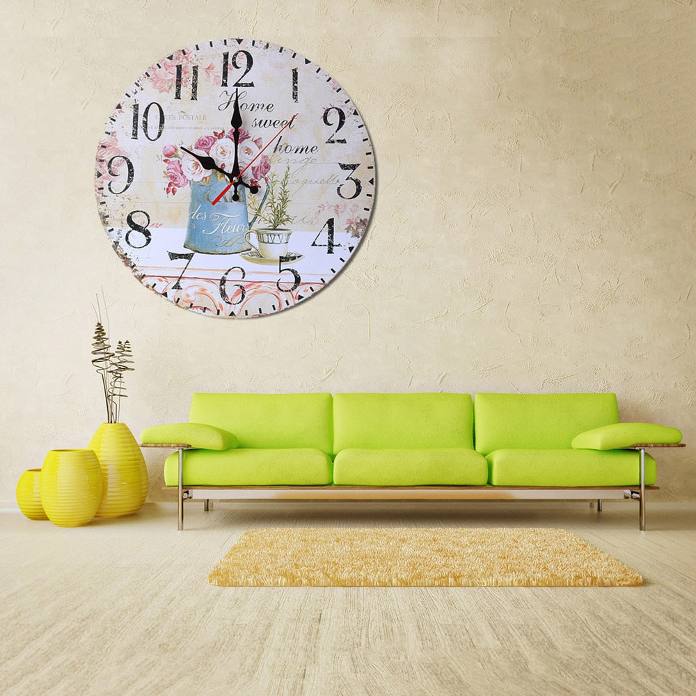 Vintage Style Silent Wood Wall Clock - Mel Patel