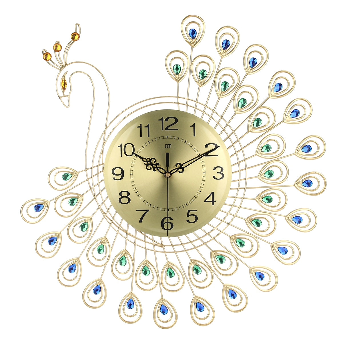 Large 3D Diamond peacock Wall Clock - Mel Patel