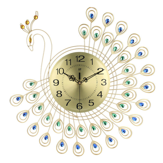 Large 3D Diamond peacock Wall Clock - Mel Patel