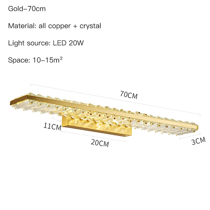 Luxury Crystal Copper Wall Mirror Light For bathroom Bedroom Bedside Living Room Home Hotel Modern LED Interior Wall Light 2022