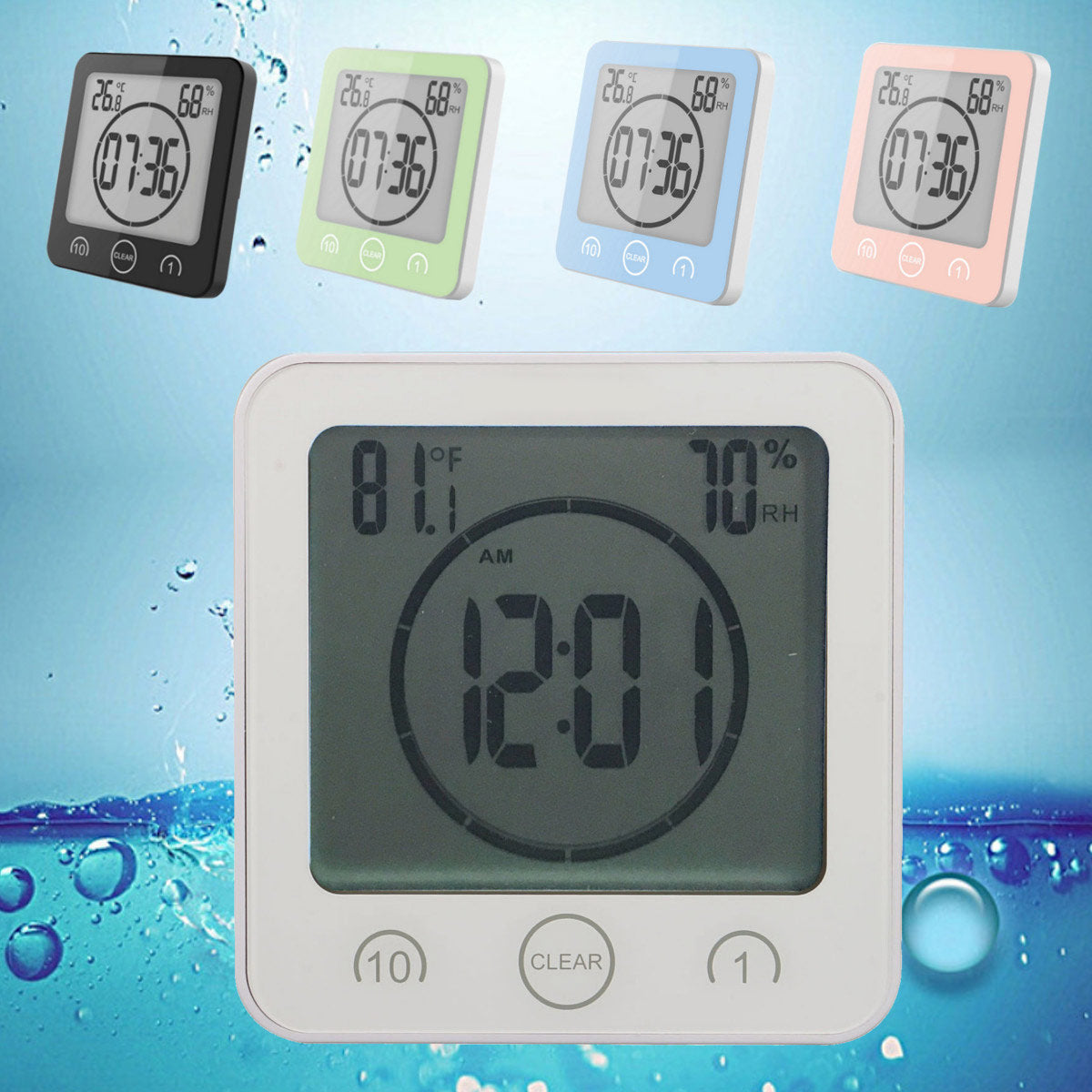 Waterproof LCD Digital Wall Clock - Mel Patel