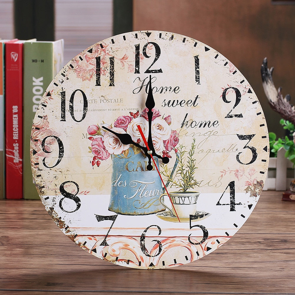 Vintage Style Silent Wood Wall Clock - Mel Patel