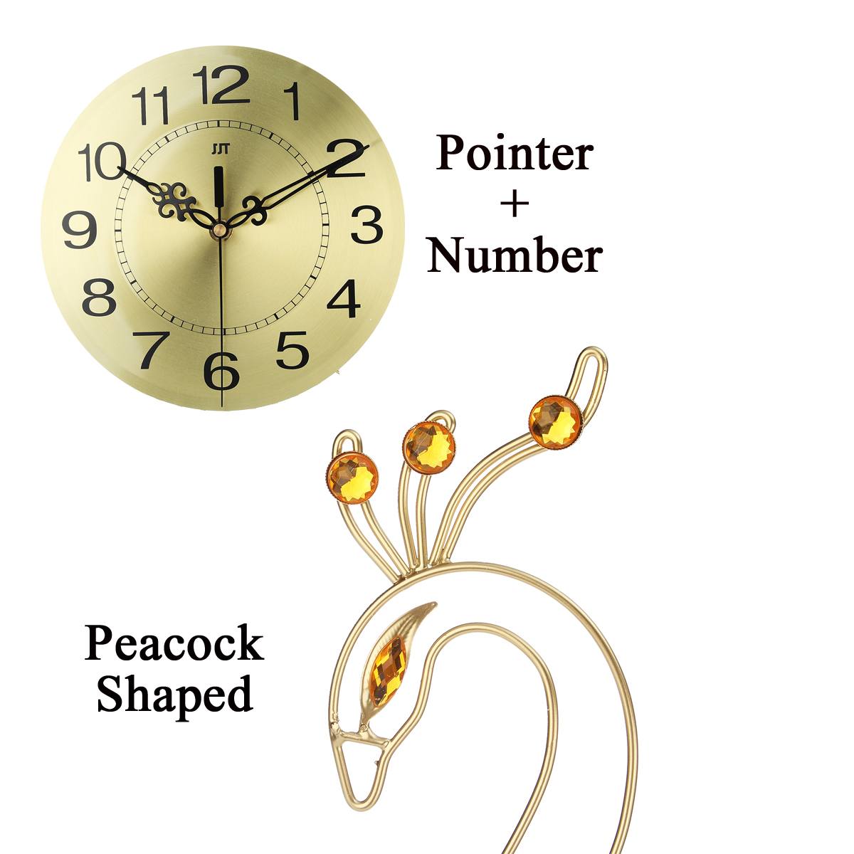 Large 3D Diamond peacock Wall Clock - Mel Patel