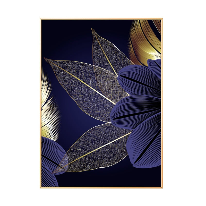 Nordic Black Golden Plant Leaf Canvas Posters Print Modern Abstract Wall Art Painting Decoration Picture Living Room Home Decor