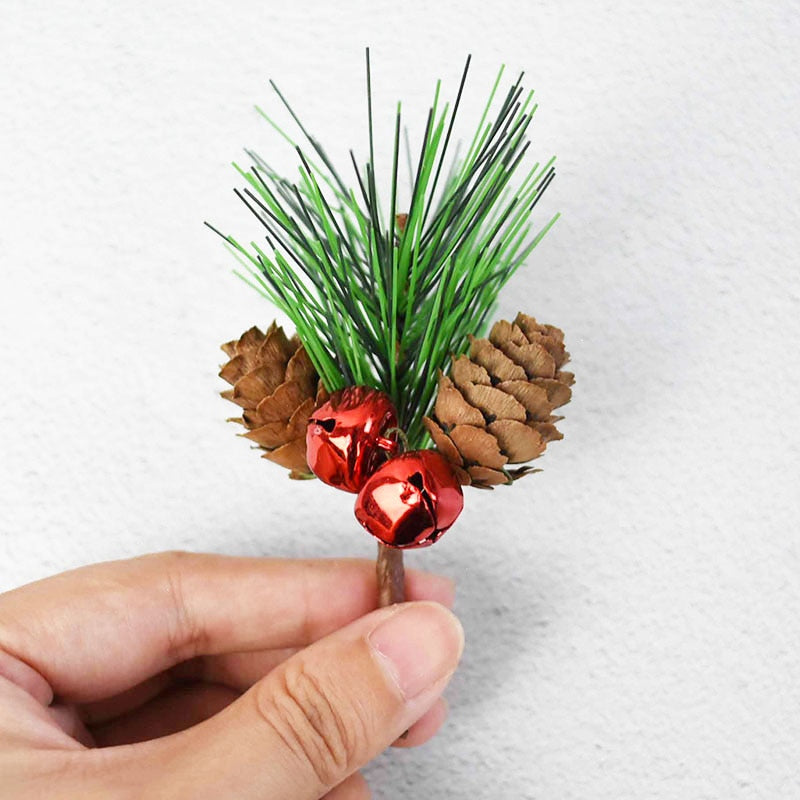 5pcs Christmas Pine Cones Ornaments DIY Red Stamen Berrie Branch Xmas Tree Pendant Wedding Christmas Decorations for Home Party