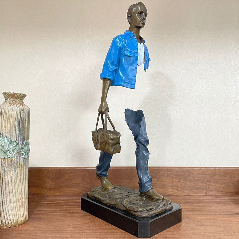 Famous Bruno Catalano Bronze Traveller Sculpture Modern Art Bronze Abstract Statue and Sculpture For Home Decor Ornaments