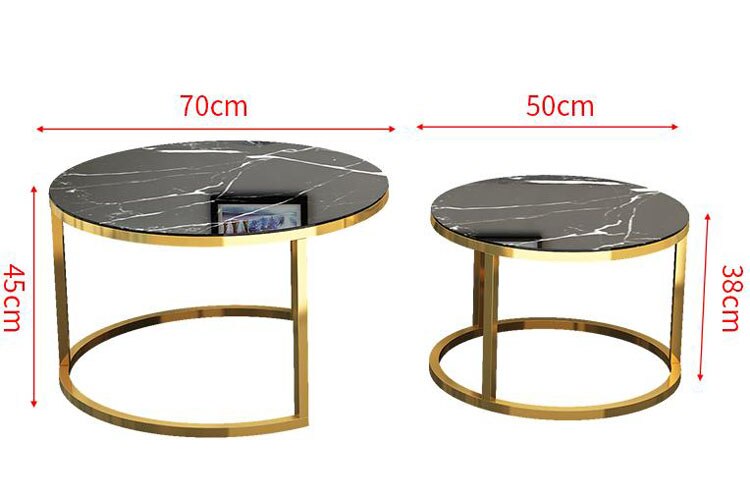 Tempered Glass Round Coffee Table for Living Room 2 in 1 Combination Cafe Table Easy Assembly Center Table