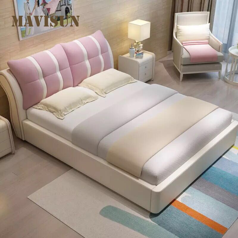 Small Apartment Modern Simple Soft Wedding Bed Double Removable And Washable Cloth Bed 1.8m Bedroom Furniture Set Household