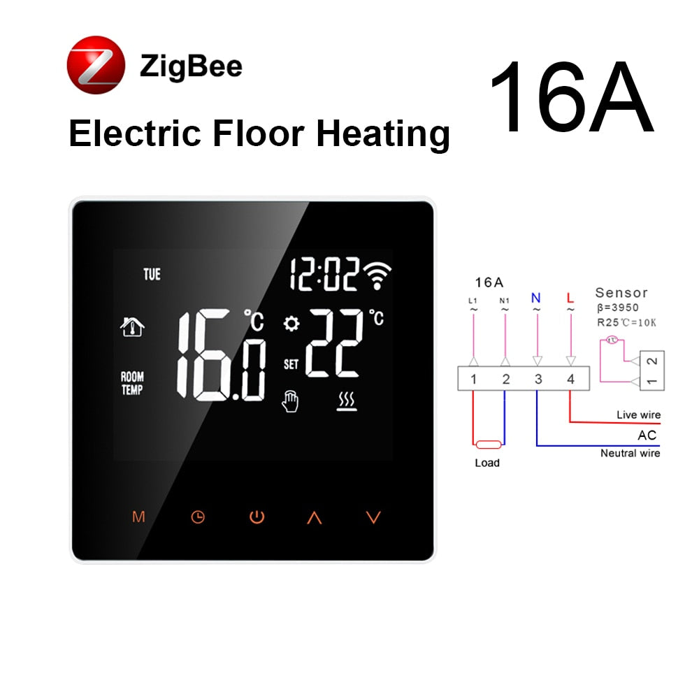 AVATTO Tuya Zigbee Smart Thermostat Temperature Controller,Water/Electric Heating with Build in Sensor Support Alexa Google Home