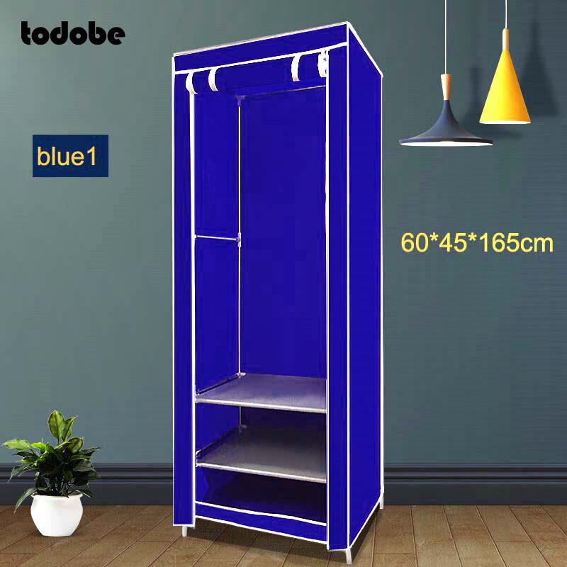 Small Wardrobe Closet Modern Bedroom Furniture Single Dormitory Dustproof Clothing Storage Folding Clothing Closet with Drawer