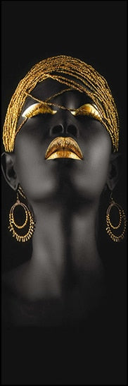 African woman wall art painting art posters and prints big black woman holding gold jewelry canvas picture home decor