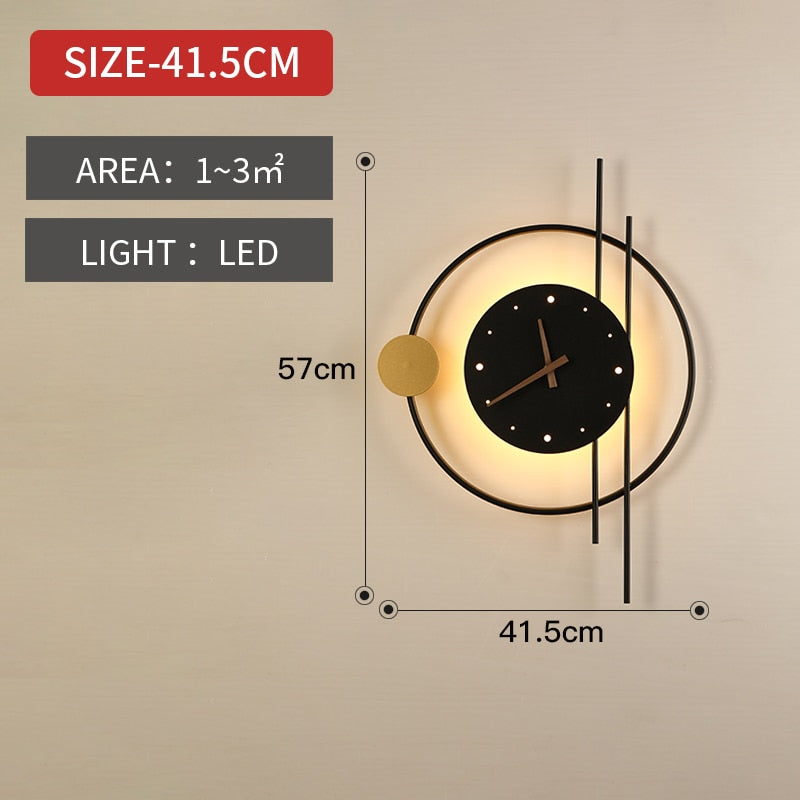 Hot sale Nordic LED Wall Lamps Art Clock Design Wall Sconce Creative Aisle Bedroom Living Room Background Wall Decor Wall Light