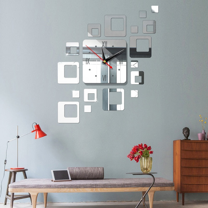 3D Mirror Acrylic Wall Clock - Mel Patel