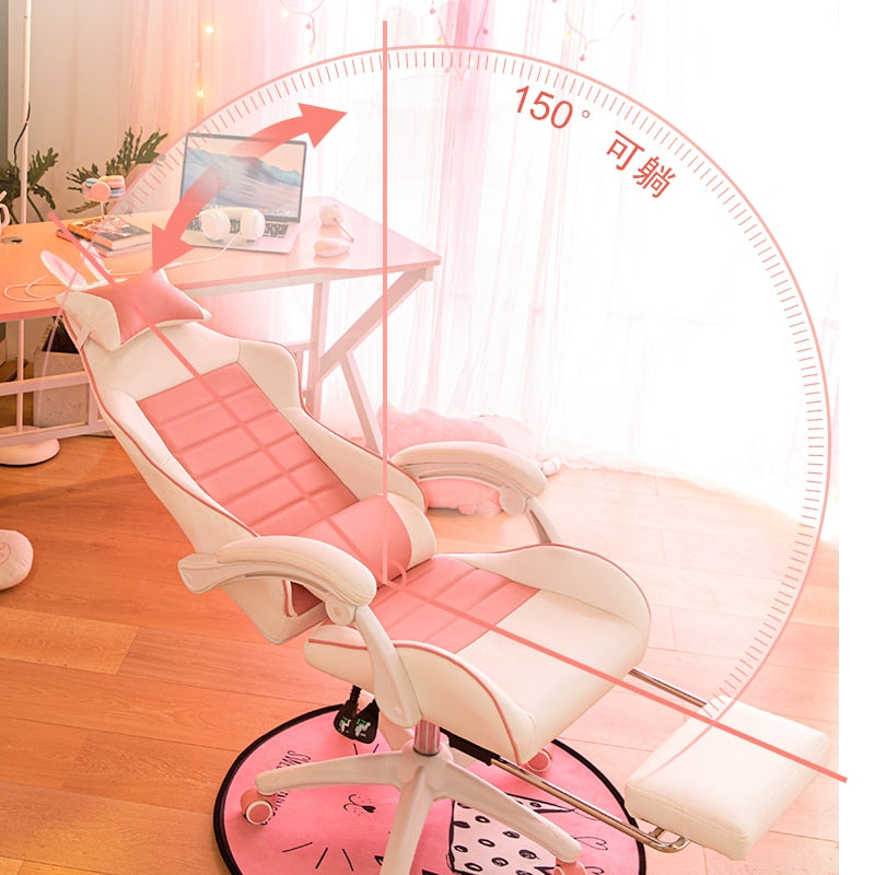 Office Chair WCG Computer Gaming Chair Reclining Armchair with Footrest Internet Cafe Gamer Chair Office Furniture Pink Chair