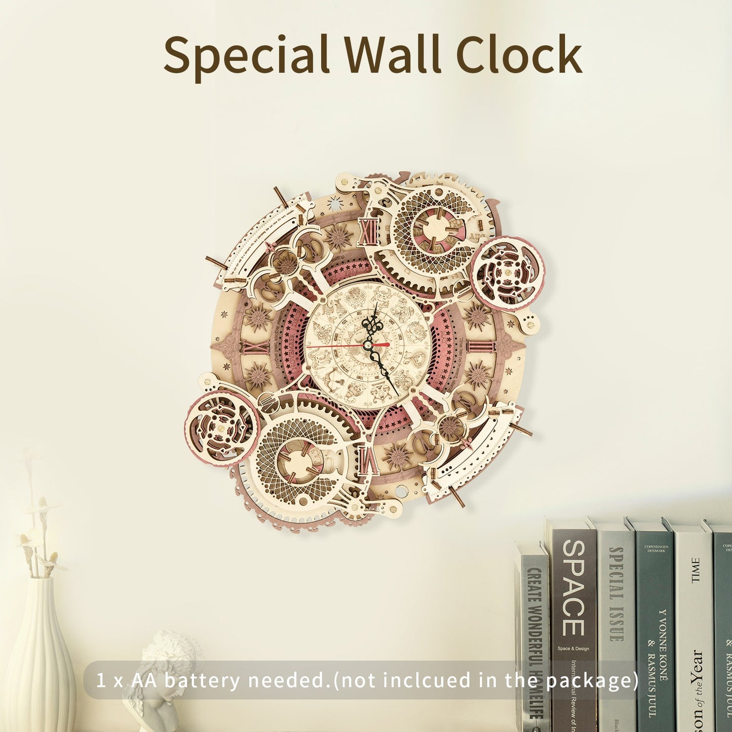 Robotime ROKR LC601 Zodiac Wall Clock 3d Wooden Puzzle Model Building Gifts for Dropshipping