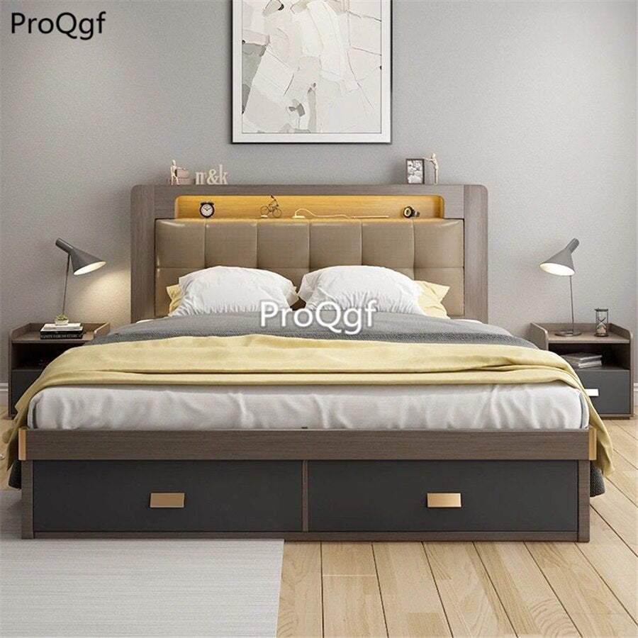 Prodgf 1 Set European Style Pretty Design Storage Function Bedroom Bed No Mattress