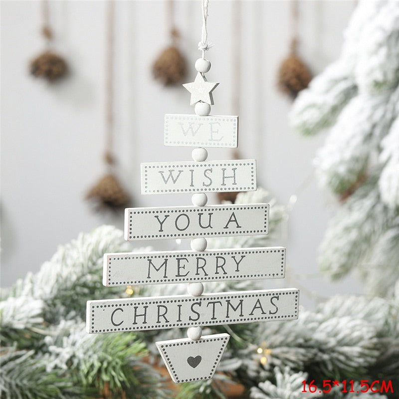 New Year 2023 Natural Xmas Wood Craft Christmas Tree Ornament Wooden Pendant Decoration Noel Decora Adornos De Navidad 2022 Gift