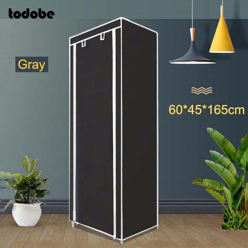 Small Wardrobe Closet Modern Bedroom Furniture Single Dormitory Dustproof Clothing Storage Folding Clothing Closet with Drawer