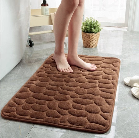 Home Bathroom Mat Non-slip Pebble Carpets Absorbent Lavatory Bedroom Floor Toilet Memory Foam Washable Rug Bathroom Decor Mat