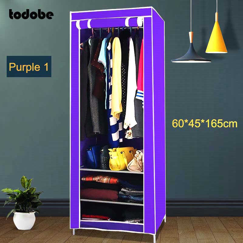 Small Wardrobe Closet Modern Bedroom Furniture Single Dormitory Dustproof Clothing Storage Folding Clothing Closet with Drawer