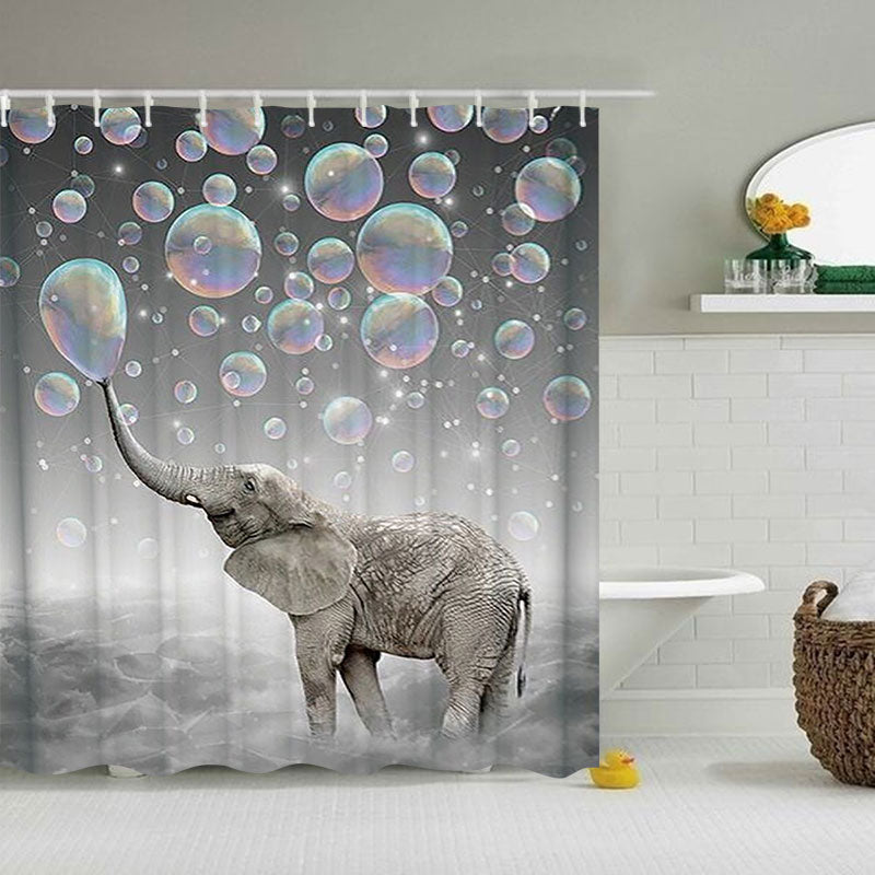 3D Elephant Print Bathroom Sets Ocean Dolphin Deep Sea Shower Curtain With 12 Hooks Pedestal Rug Lid Toilet Cover Bath Mat Set