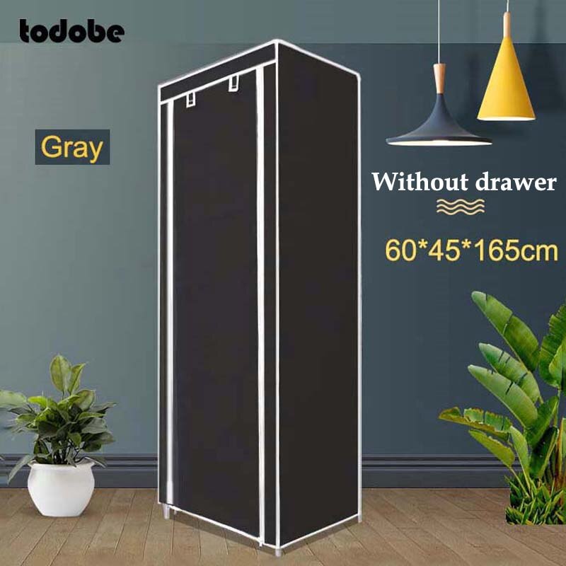 Small Wardrobe Closet Modern Bedroom Furniture Single Dormitory Dustproof Clothing Storage Folding Clothing Closet with Drawer