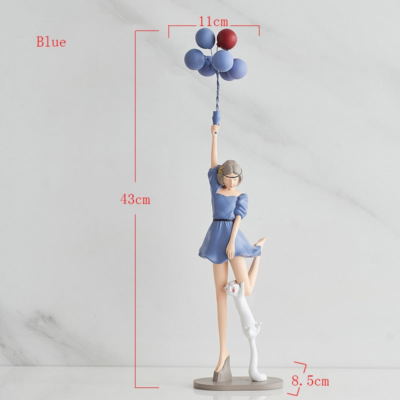 Nordic Home Decoration Creative Resin Balloon Girl Sculpture Desktop Ornament Modern Art Figurine Living Room Girl Bedroom Decor