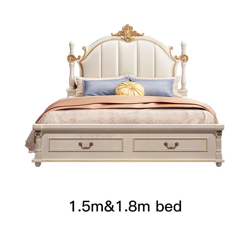 Household Bedroom Furniture Set Luxury King Size American Princess Bed Girl Liked Antique Solid Wood Carved Master Bed 1.8M