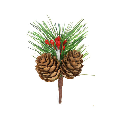 5pcs Christmas Pine Cones Ornaments DIY Red Stamen Berrie Branch Xmas Tree Pendant Wedding Christmas Decorations for Home Party