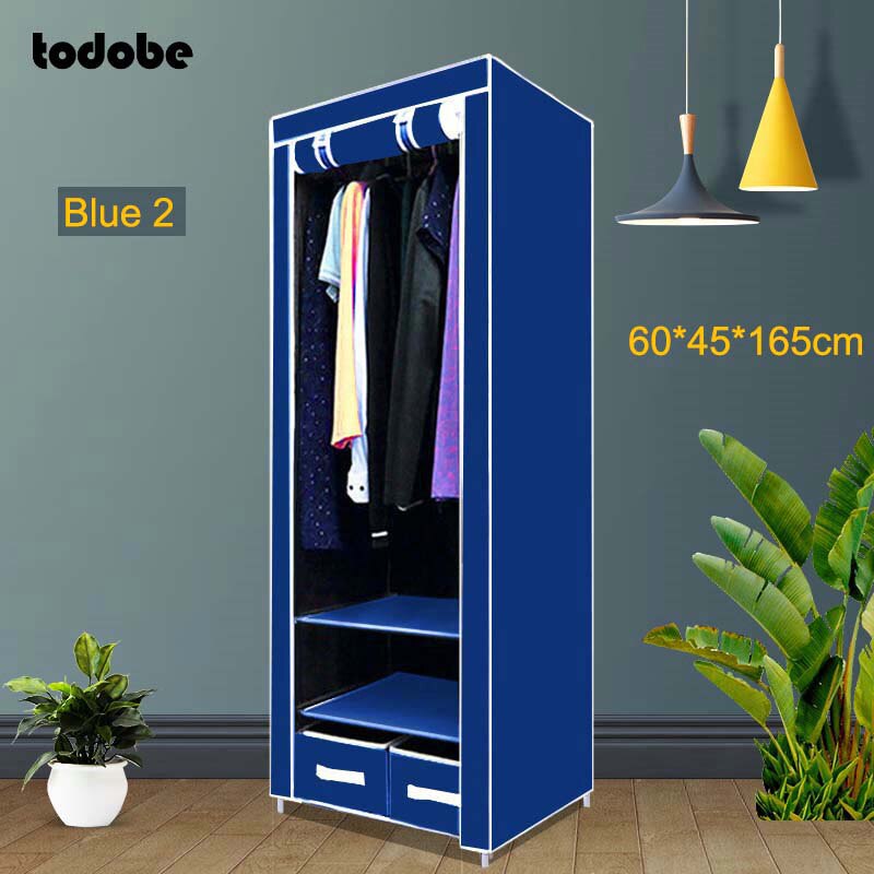 Small Wardrobe Closet Modern Bedroom Furniture Single Dormitory Dustproof Clothing Storage Folding Clothing Closet with Drawer