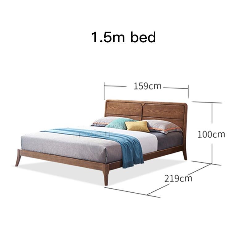 New Classical Nordic Ash Wood Double Bed Contemporary Wooden Backrest Simple Japanese-Style Master Bed Furniture For Bedroom