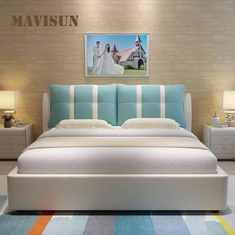 Small Apartment Modern Simple Soft Wedding Bed Double Removable And Washable Cloth Bed 1.8m Bedroom Furniture Set Household