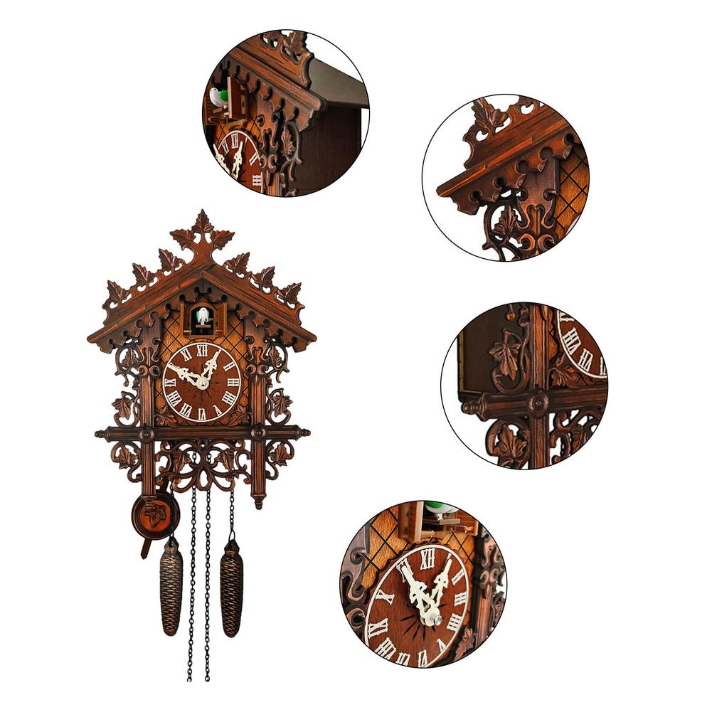 Large Handcrafted Wood Cuckoo Clock Every Hour Traditional Black Antique Chalet European Style Retro Mechanical House Pendulum