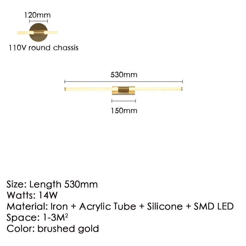 LODOOO Gold Modern Led Bathroom Mirror Light Gold Bedroom dressing table mirror lamp Entrance hallway Mirror lighting