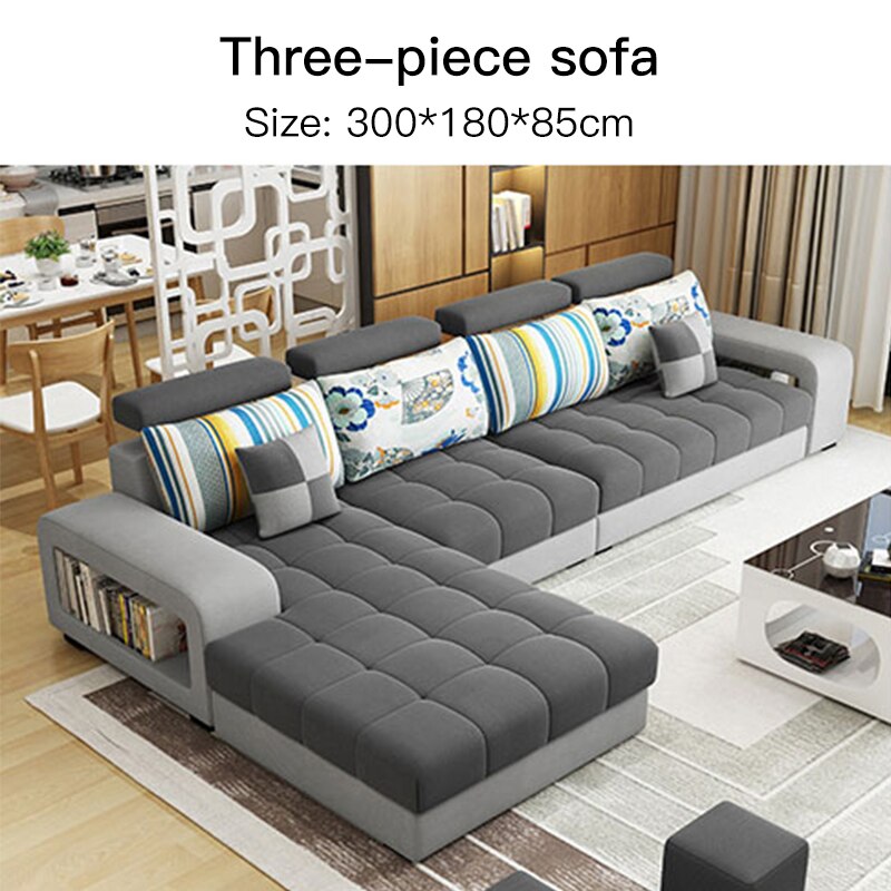 Nordic Modern Minimalist Long Chair Sofas Sectional Upholstered Fabric Sofa With Chaise Lounge 3 Seat Couch For Large Apartment