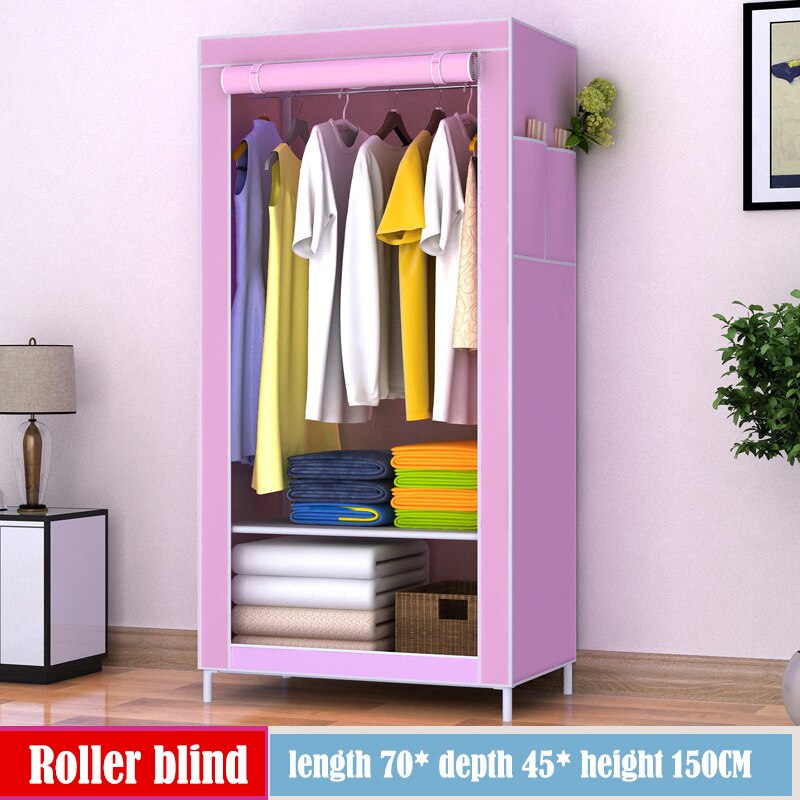 Small Wardrobe Closet Modern Bedroom Furniture Single Dormitory Dustproof Clothing Storage Folding Clothing Closet with Drawer