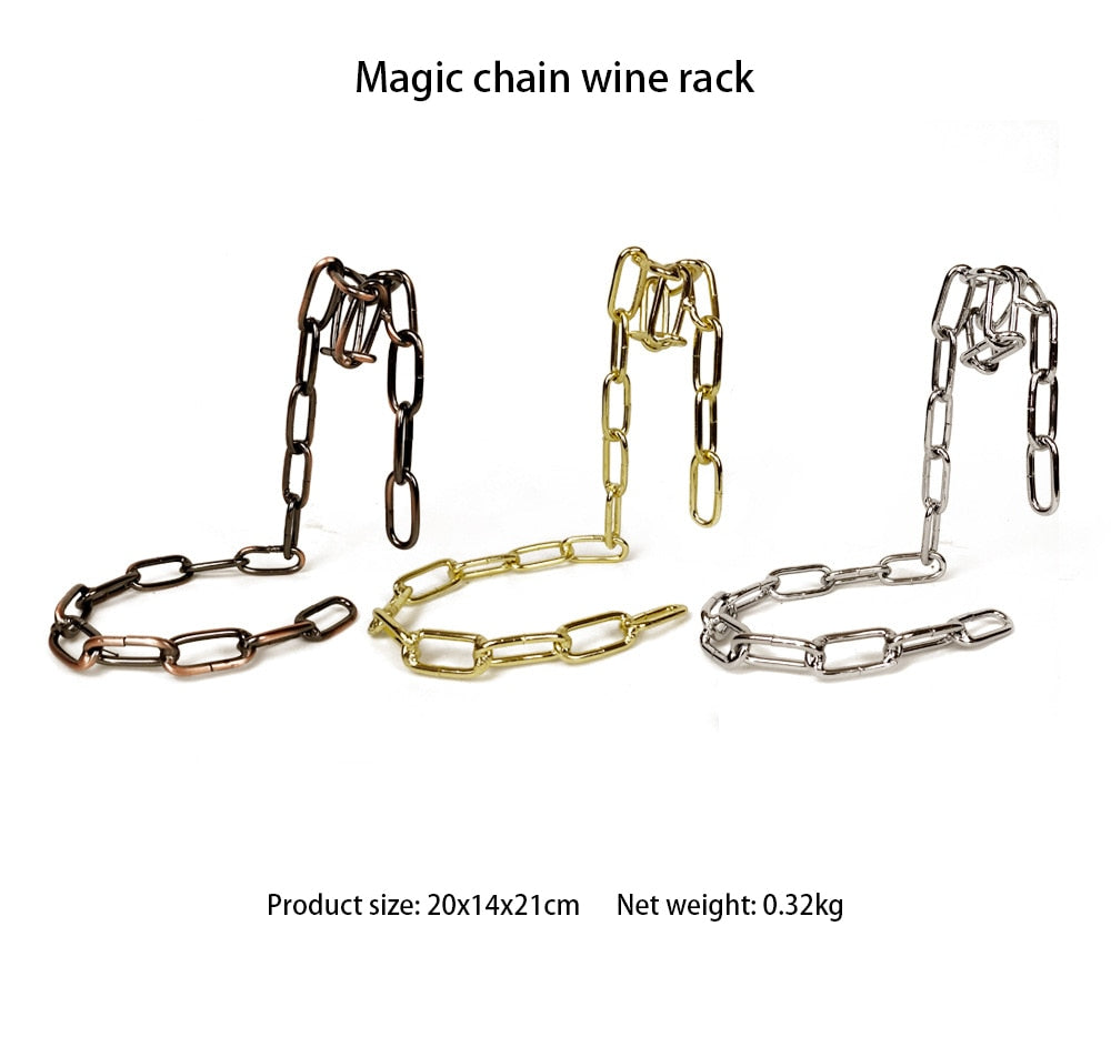 Magic Suspension Iron Chain Wine Rack Metal Chain Hanging Wine Bottle Holder Bar Cabinet Display Stand Shelf Bracket Home Decor