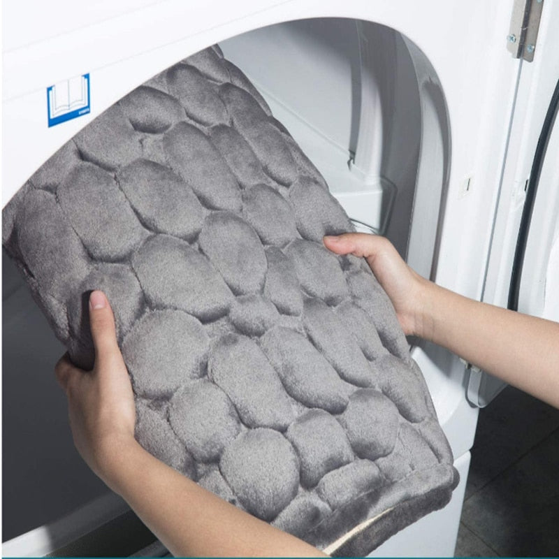 Home Bathroom Mat Non-slip Pebble Carpets Absorbent Lavatory Bedroom Floor Toilet Memory Foam Washable Rug Bathroom Decor Mat