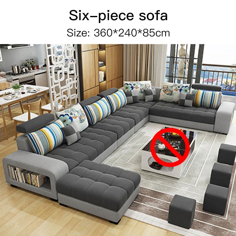 Nordic Modern Minimalist Long Chair Sofas Sectional Upholstered Fabric Sofa With Chaise Lounge 3 Seat Couch For Large Apartment