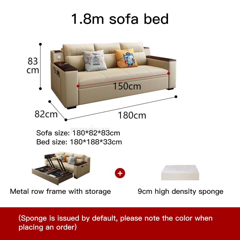 Sofa Bed Living Room 2021 New Fabric Foldable Dual-use Double Office Multifunctional Net Red Small Apartment Sofa Bed