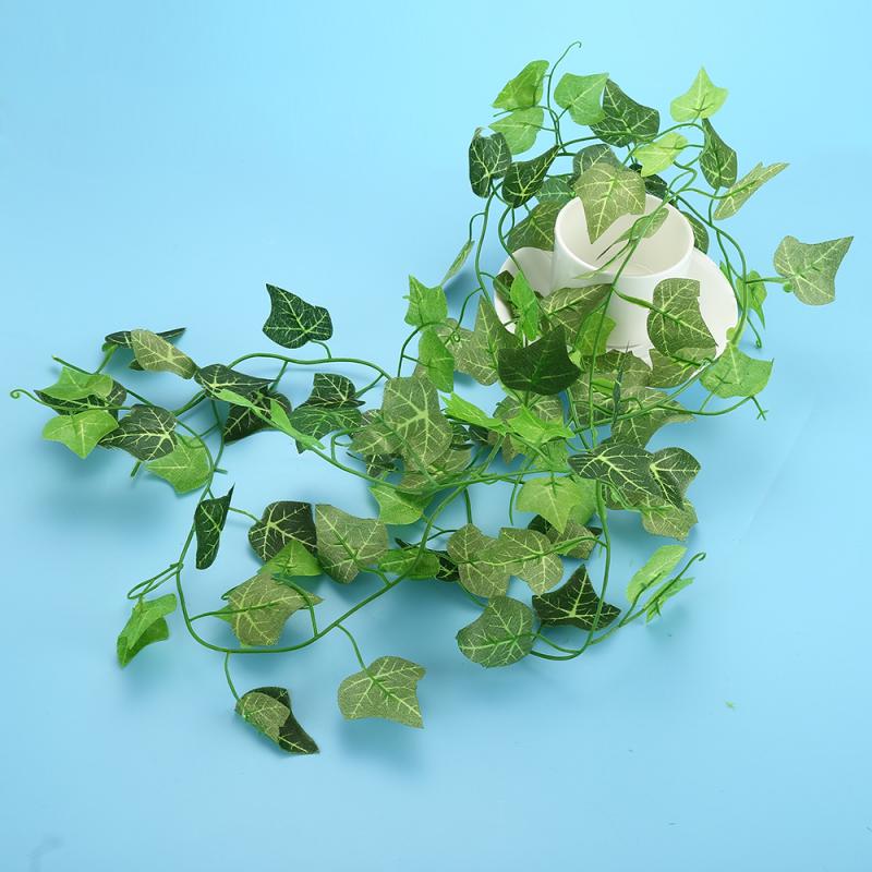 210CM Green Vine Silk Artificial Ivy Hanging Leaf Garland Plants Creeper Leaf Home Decor Wedding Bathroom Garden Decoration