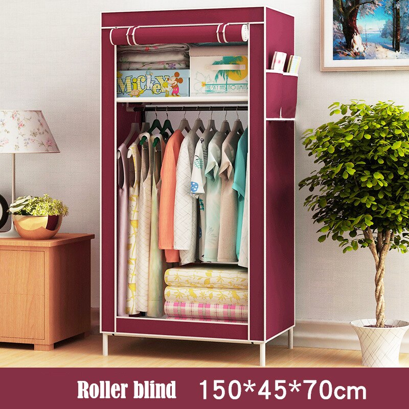 Small Wardrobe Closet Modern Bedroom Furniture Single Dormitory Dustproof Clothing Storage Folding Clothing Closet with Drawer