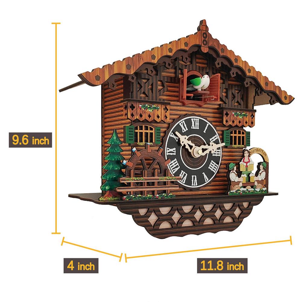 Large Handcrafted Wood Cuckoo Clock Every Hour Traditional Black Antique Chalet European Style Retro Mechanical House Pendulum